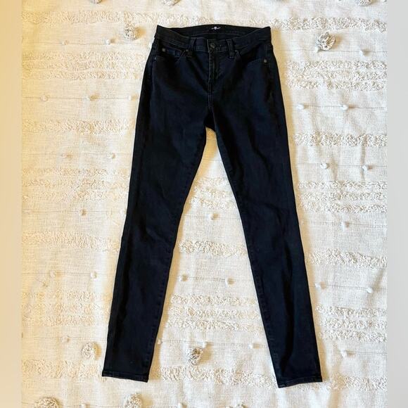 7 for all mankind black mid-rise skinny ankle jeans Size 26 - Picture 2 of 11
